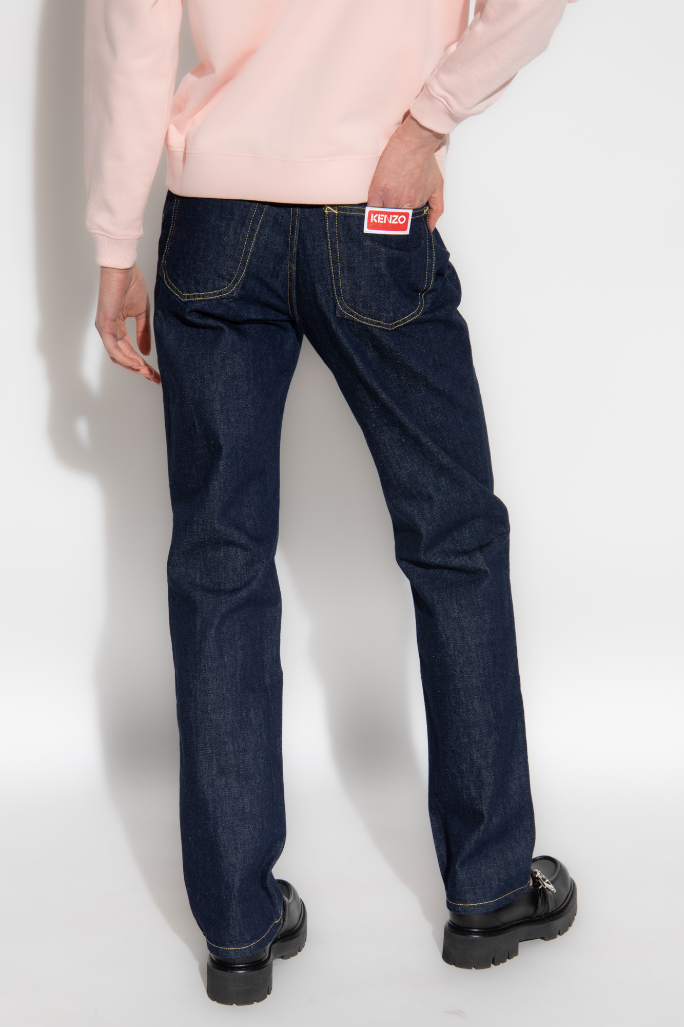 Candy Pants Jumpsuit met halternek SchaferandweinerShops Bermuda Navy blue Straight leg jeans Kenzo